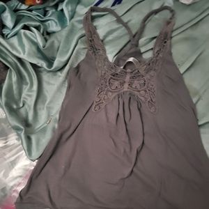 Grey butterfly neckline tank